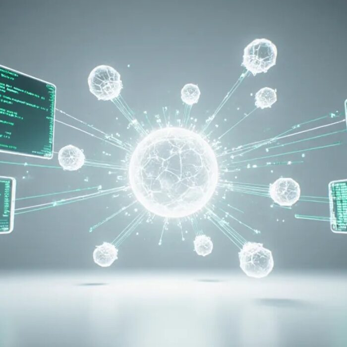 Agentic coding 2026 futuristic AI orchestrator directing sub-agents across holographic terminal windows BigAIAgent