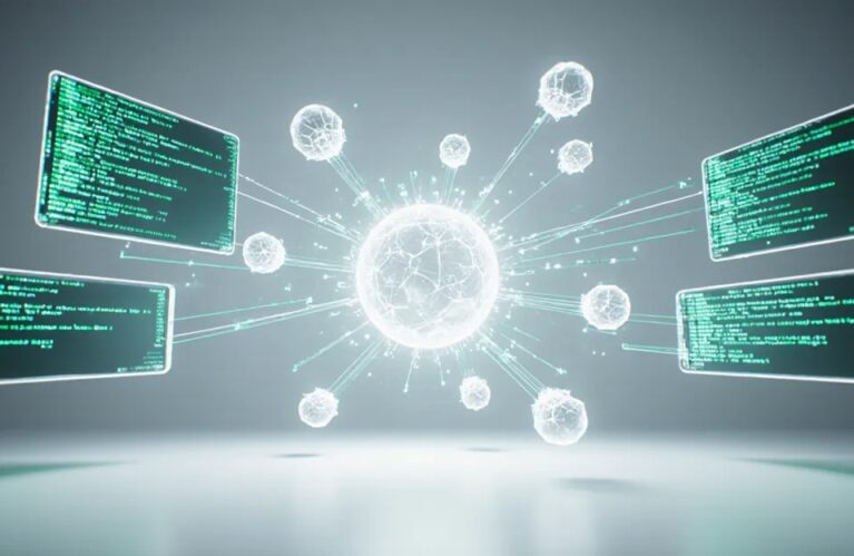 Agentic coding 2026 futuristic AI orchestrator directing sub-agents across holographic terminal windows BigAIAgent