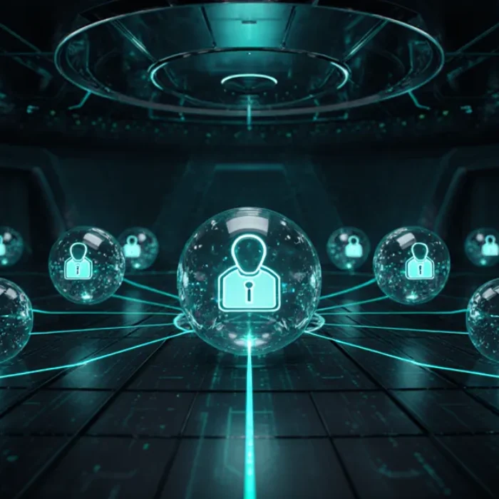 AI agent governance 2026 enterprise identity registry grid with teal policy pathways and translucent security spheres BigAIAgent