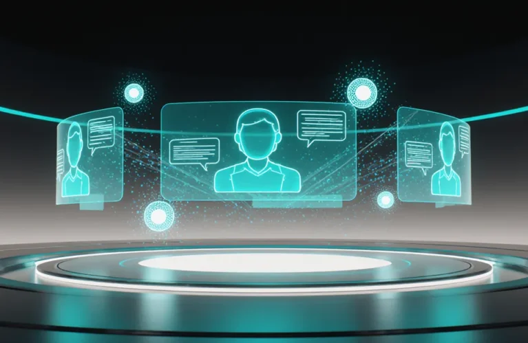 AI agents for customer service 2026 futuristic teal holographic support hub with glowing agent nodes BigAIAgent