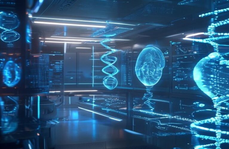 AI agents in healthcare 2026 futuristic medical laboratory with molecular structures and neural network visualizations BigAIAgent