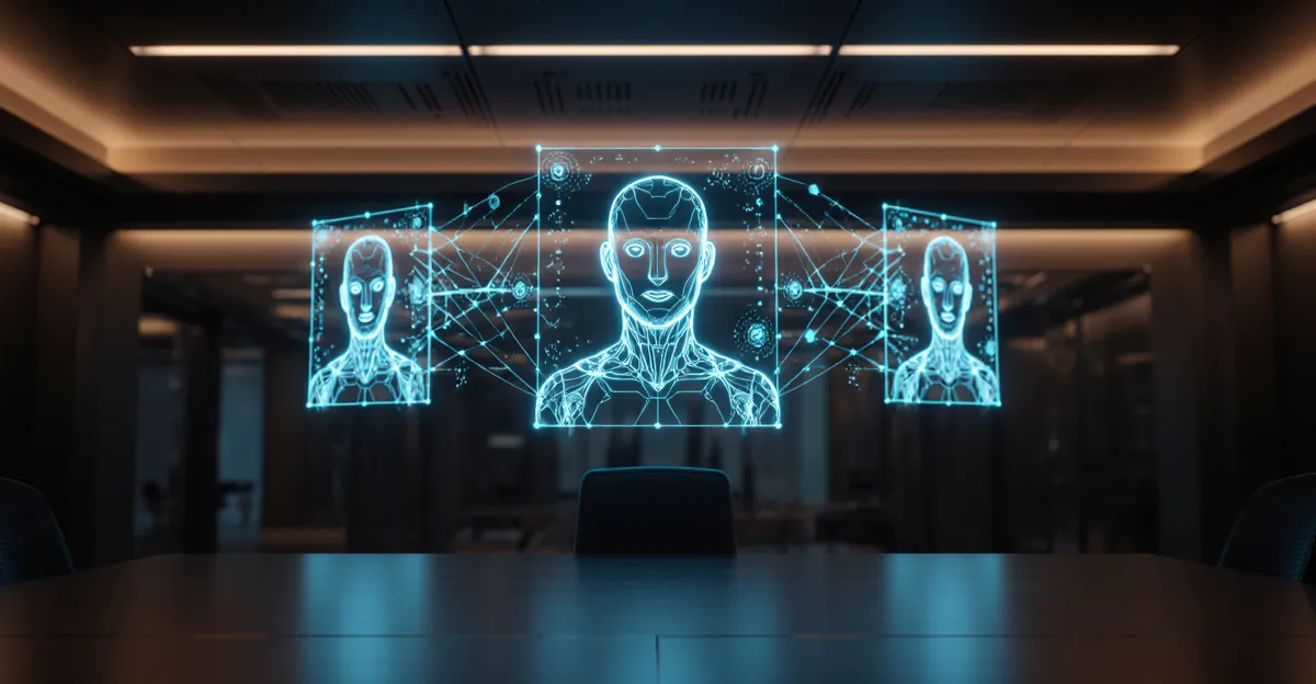ChatGPT workspace agents automating business workflows, futuristic data network visualization in blue and white BigAIAgent