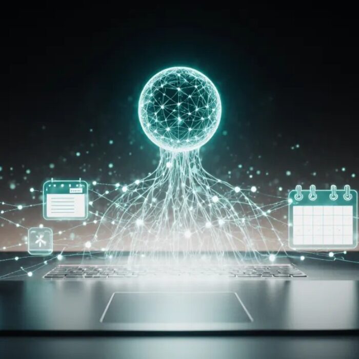 Personal AI agents 2026 luminous humanoid agent orb over smart workspace with holographic task panels BigAIAgent