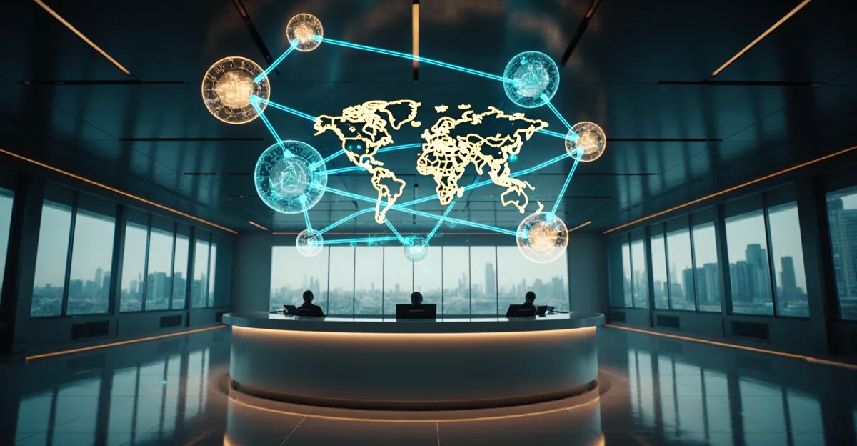 AI agents for government 2026, futuristic civic services hub with luminous agent nodes and citizen request pathways BigAIAgent