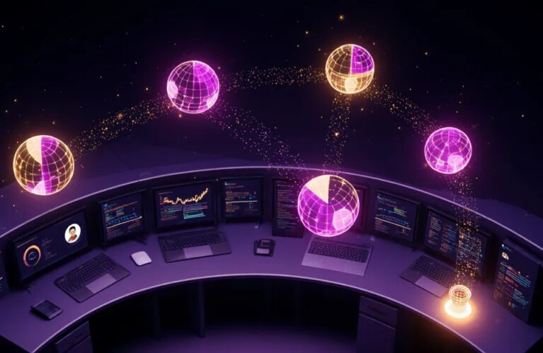 AI agents for marketing and sales 2026, futuristic agentic marketing command center with audience segmentation spheres and glowing data streams BigAIAgent