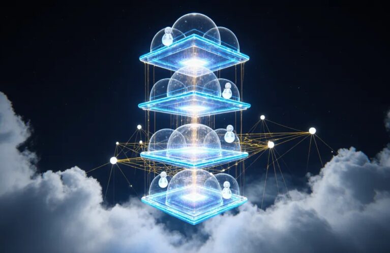 Amazon Bedrock AgentCore 2026 multi-tier cloud AI infrastructure with agent orbs and knowledge graph BigAIAgent