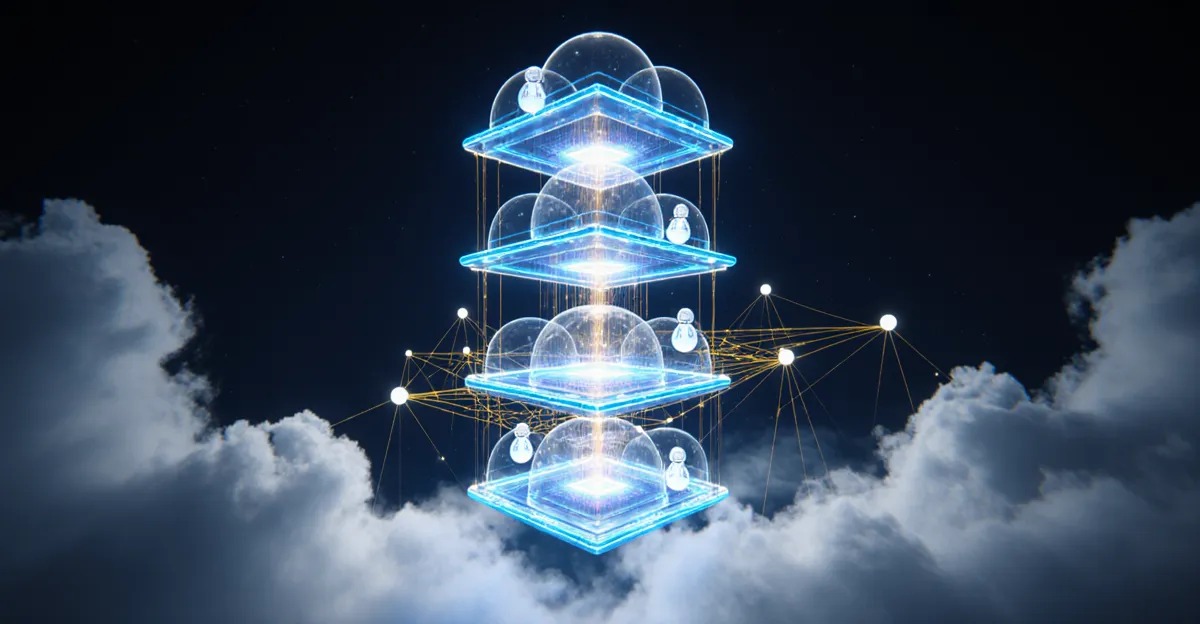 Amazon Bedrock AgentCore 2026 multi-tier cloud AI infrastructure with agent orbs and knowledge graph BigAIAgent