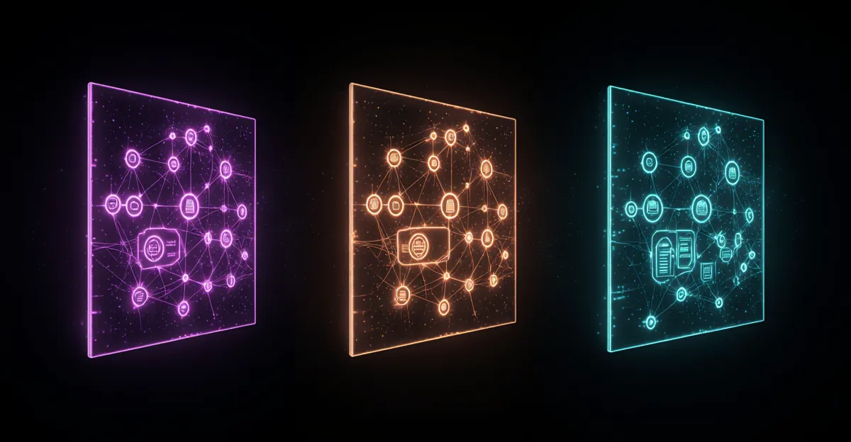 n8n vs Zapier vs Make 2026 split-screen workflow automation canvas comparison with three distinct node networks BigAIAgent