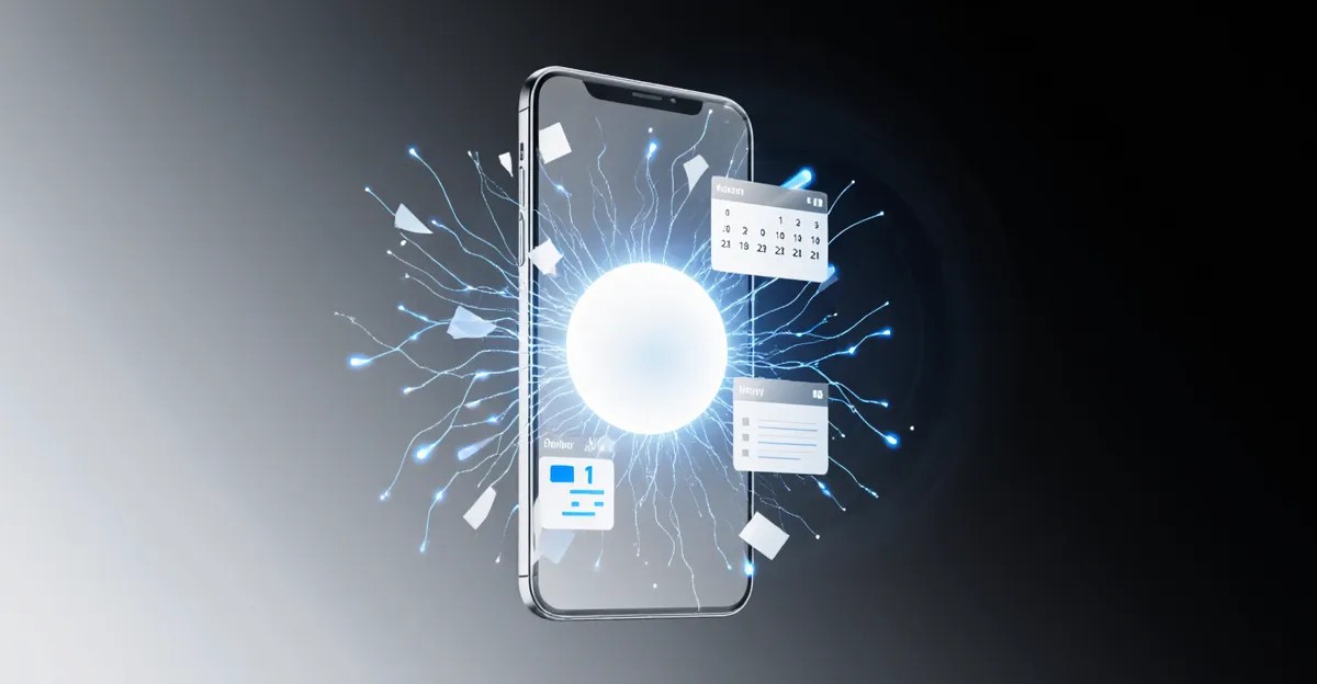 Siri AI agent 2026 smartphone with luminous neural task completion pathways in cerulean blue BigAIAgent