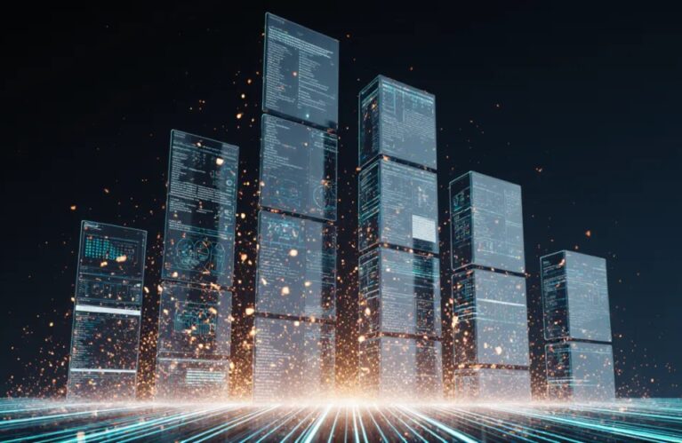 Agentic AI arbitrage 2026 glass software towers dissolving into seamless automated data pathways BigAIAgent