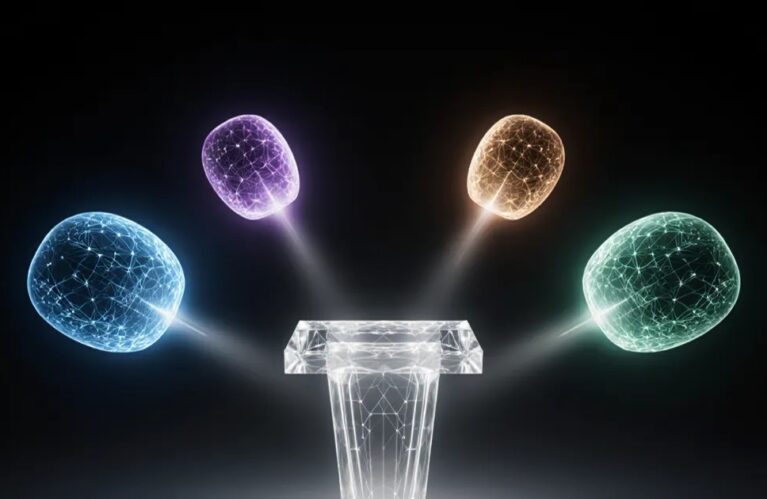 AI agent governance platforms visualized as glowing shields converging on a central decision hub BigAIAgent