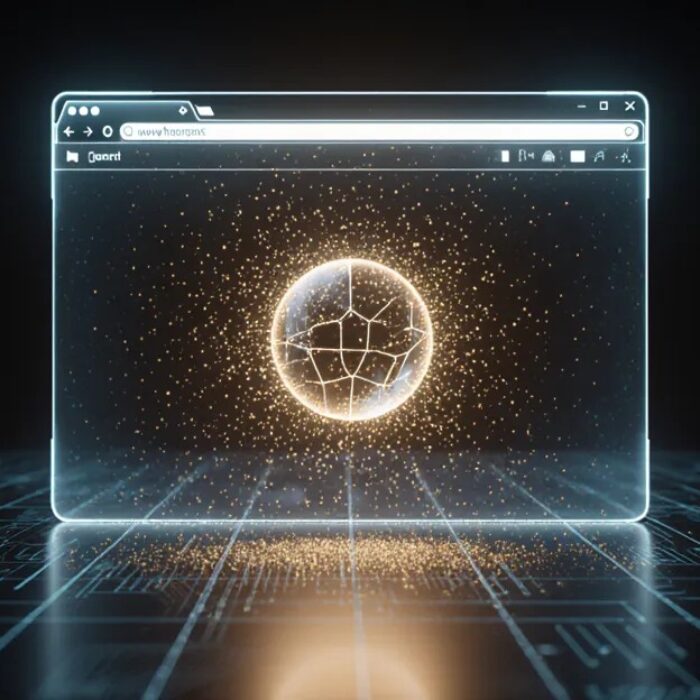 AI browser agents 2026, translucent browser window dissolving into a glowing AI orb BigAIAgent