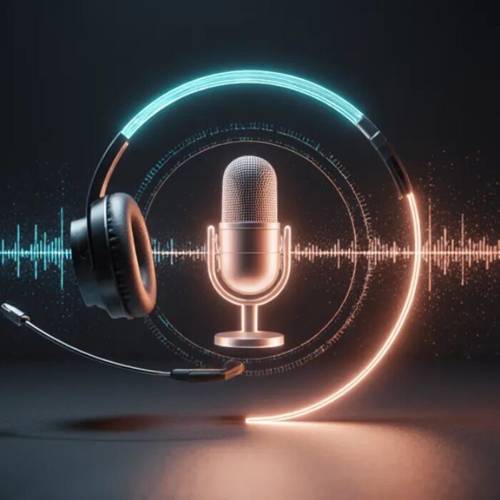 AI voice agents 2026 headset with glowing waveform rings visualizing enterprise call automation BigAIAgent