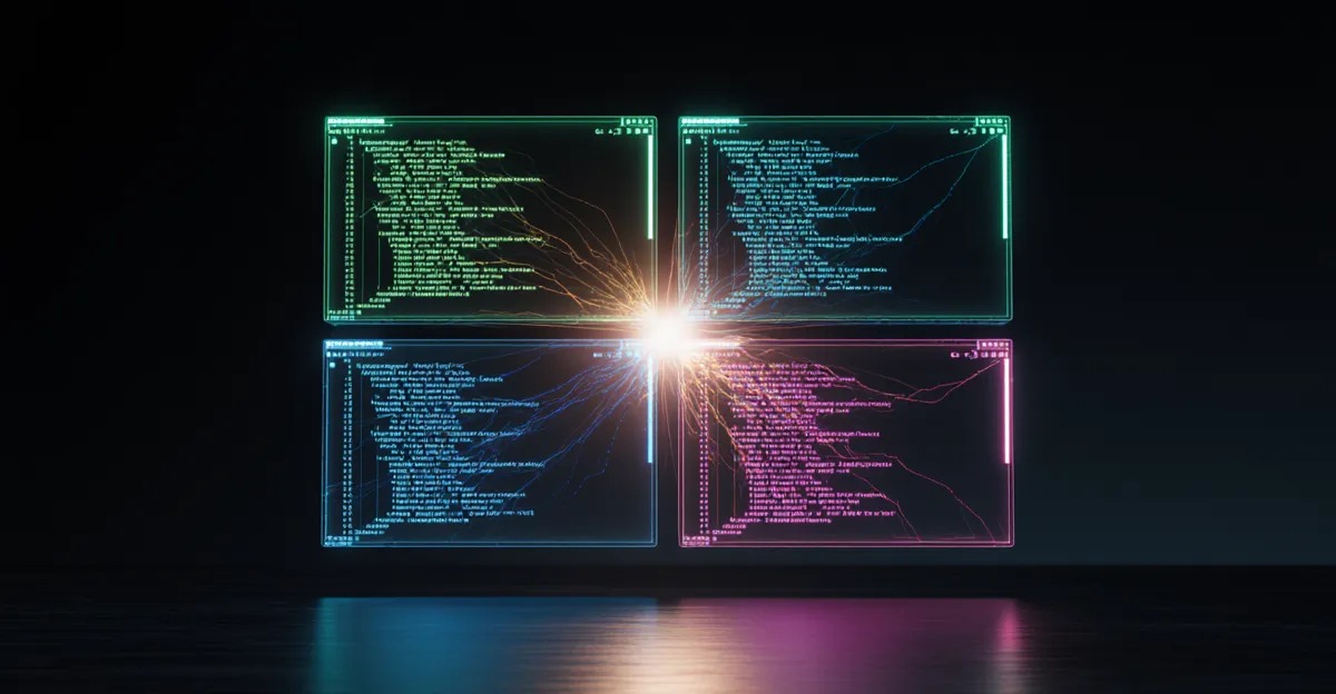 Best AI coding agents 2026 compared as four glowing code editor panels in a grid BigAIAgent