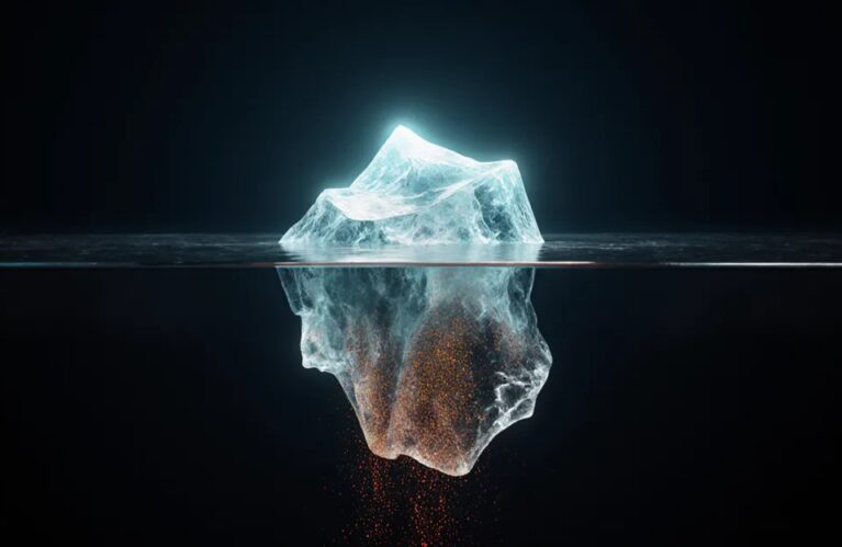 Glowing iceberg with hidden drain below the surface, AdMagic waitlist