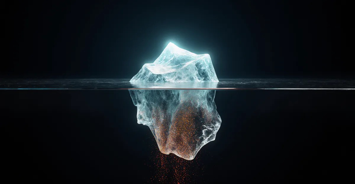 Glowing iceberg with hidden drain below the surface, AdMagic waitlist