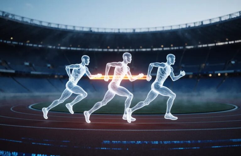 End-to-end AI agents 2026 relay handoff visualizing task completion in a closed loop BigAIAgent