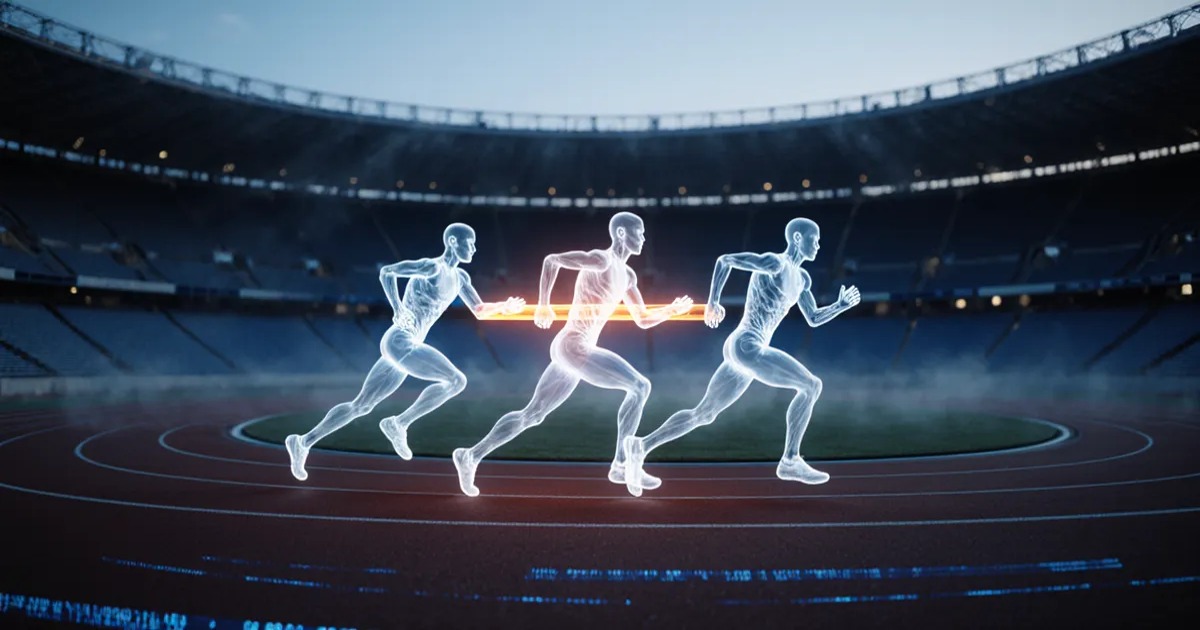 End-to-end AI agents 2026 relay handoff visualizing task completion in a closed loop BigAIAgent
