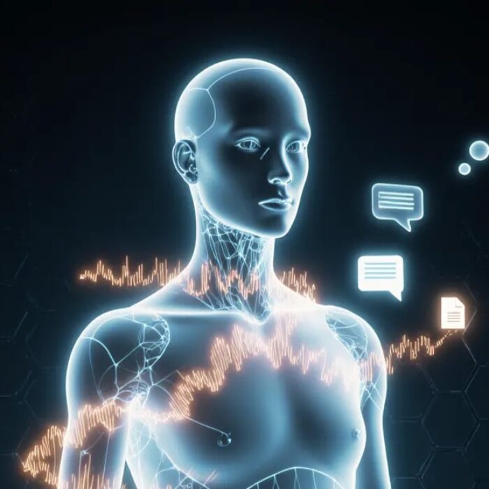 OpenAI Presence AI agent platform, luminous humanoid presence formed from voice and chat channels BigAIAgent