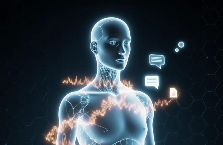 OpenAI Presence AI agent platform, luminous humanoid presence formed from voice and chat channels BigAIAgent