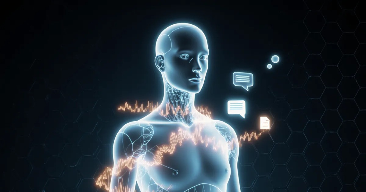 OpenAI Presence AI agent platform, luminous humanoid presence formed from voice and chat channels BigAIAgent