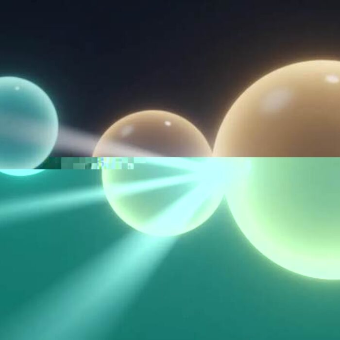 Three glowing spheres converging to one light, AdMagic waitlist fit for any business