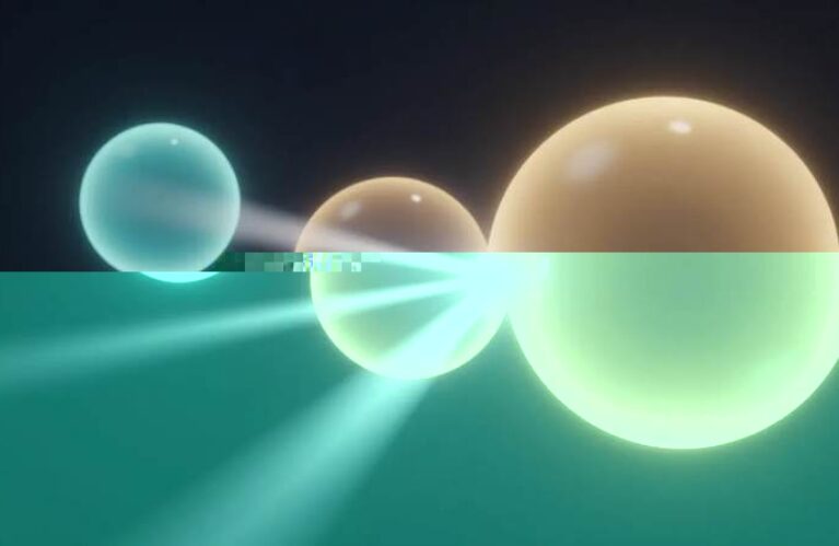 Three glowing spheres converging to one light, AdMagic waitlist fit for any business
