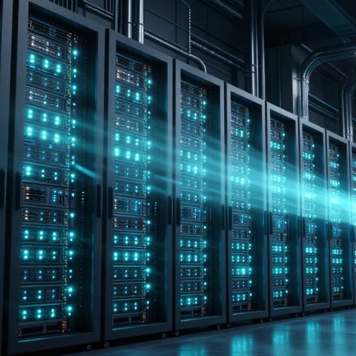 AI agent fleets 2026, glowing data center racks with synchronized agent light pods BigAIAgent