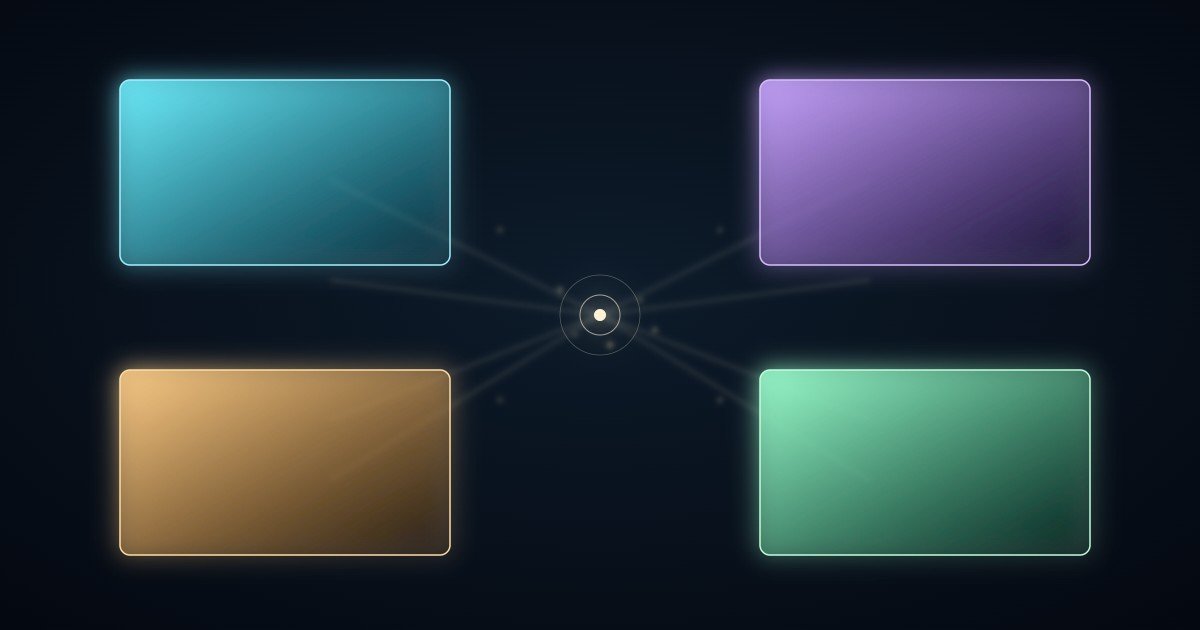 Four disconnected glowing panels of light, AdMagic waitlist