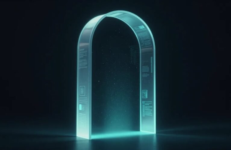 Glowing archway of light revealing predictions ahead, AdMagic waitlist