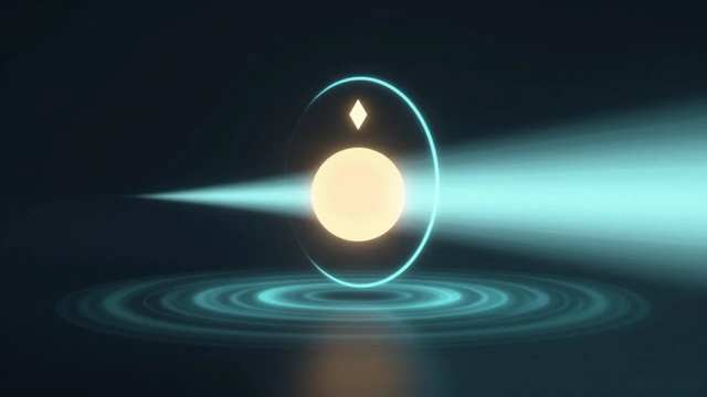 Glowing orb passing through a ring of light before continuing, AdMagic waitlist