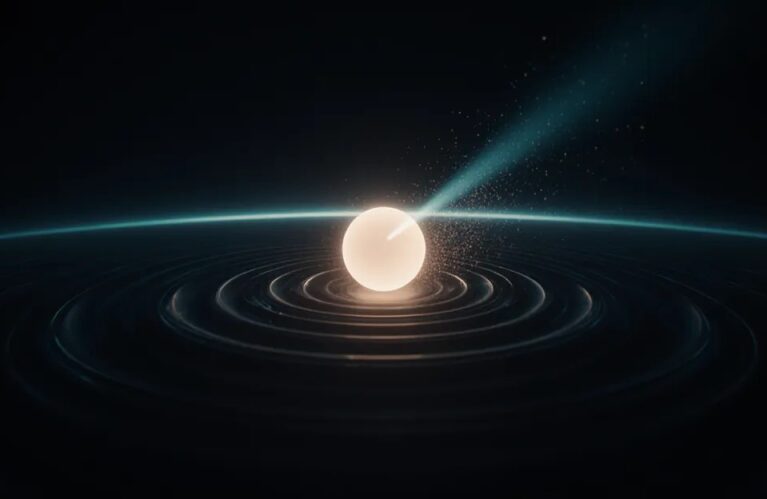 aSingle glowing orb of focus alone in dark space, AdMagic waitlist
