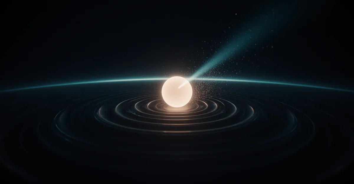 aSingle glowing orb of focus alone in dark space, AdMagic waitlist