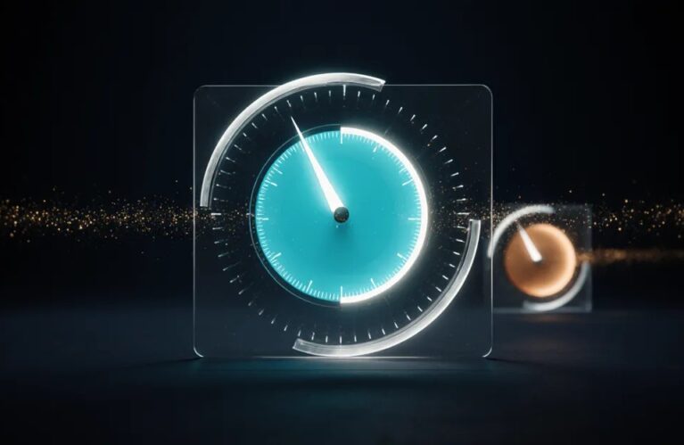 Glowing dial pointing to two outcomes, AdMagic waitlist