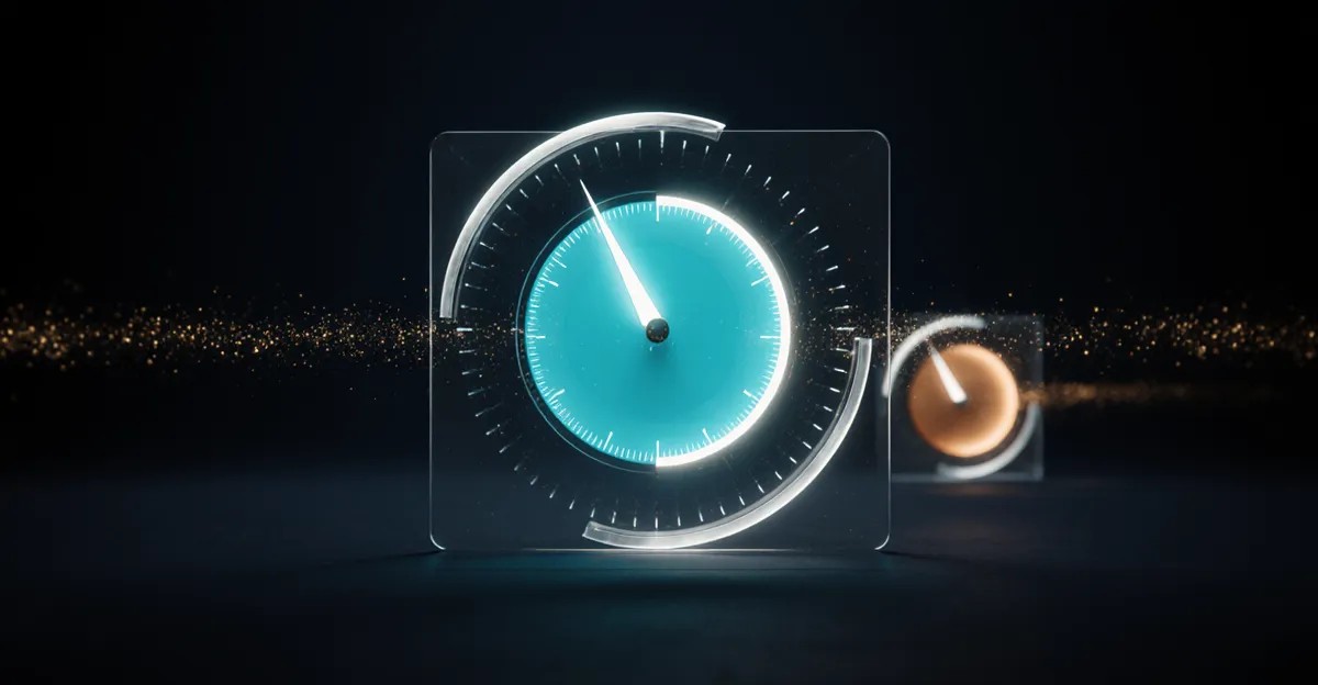 Glowing dial pointing to two outcomes, AdMagic waitlist