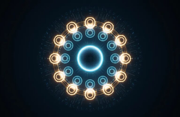 EU AI Act AI agents compliance, golden verification nodes ringing a glowing agent orb BigAIAgent