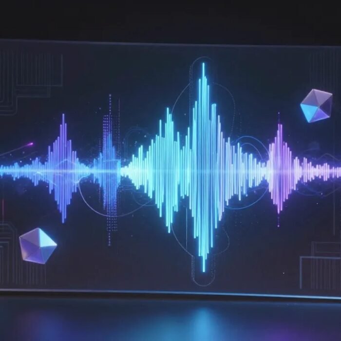 Voice AI agents 2026, glowing sound wave data flowing between two connected holographic nodes BigAIAgent