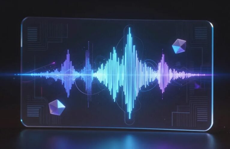 Voice AI agents 2026, glowing sound wave data flowing between two connected holographic nodes BigAIAgent