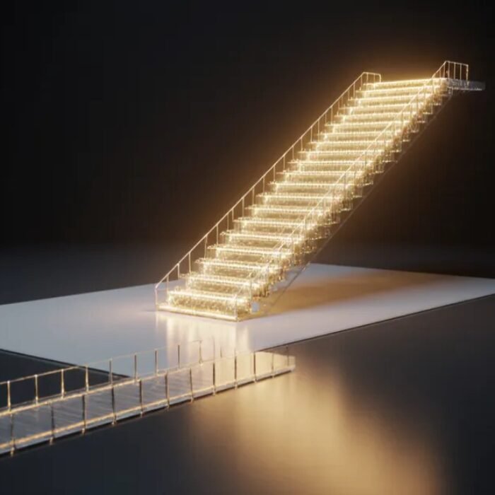 AI agent scaling gap 2026 visualized as a glowing golden staircase meeting a flat silver plane BigAIAgent