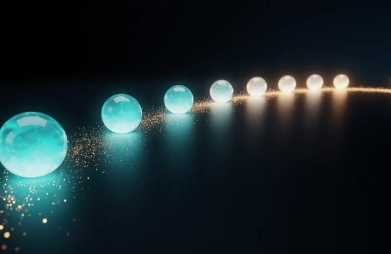 Ten glowing progress nodes lighting a path forward, AdMagic waitlist
