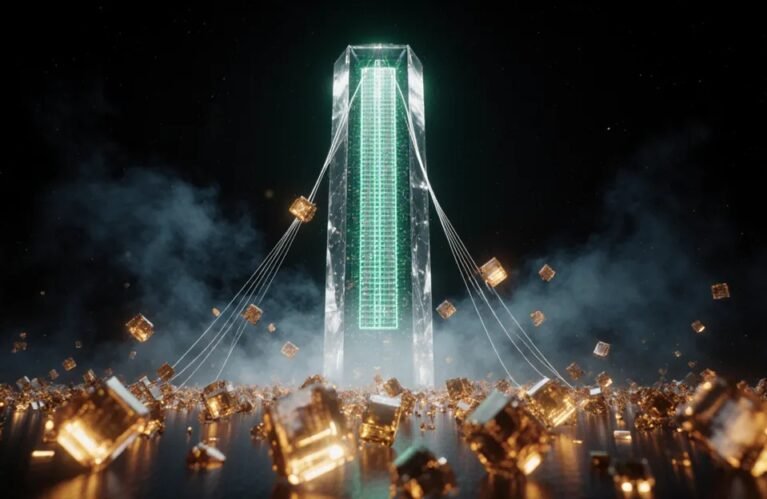 Nvidia Hugging Face acquisition 2026, glowing AI model shards converging into a crystalline GPU tower BigAIAgent